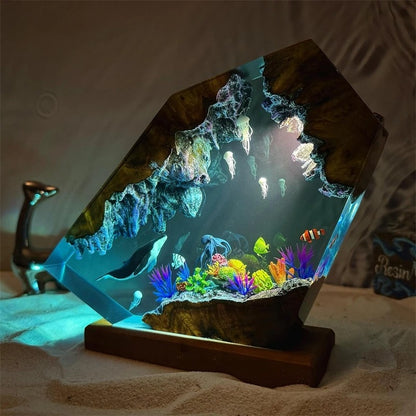 Whale & Jellyfish Resin Lamp