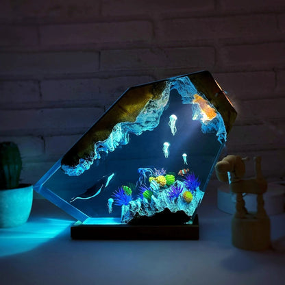 Whale & Jellyfish Resin Lamp